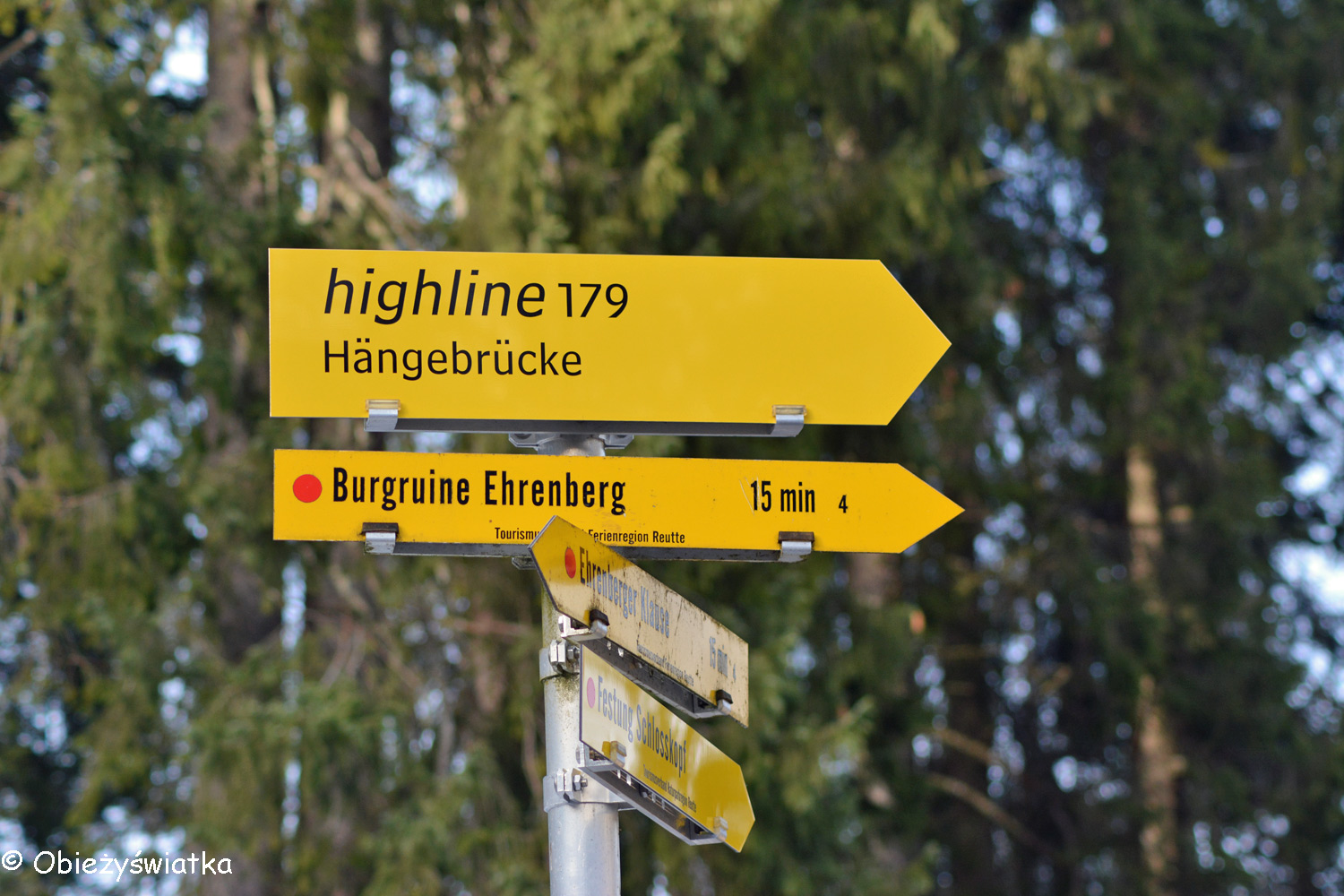 Szyld Highline179 w Reutte, Austria