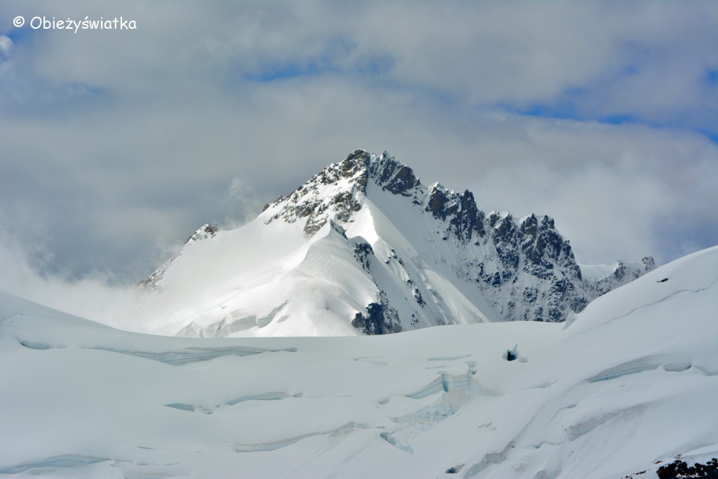 Widok z Przełęczy Jungfraujoch na wysokości 3471 m n.p.m.