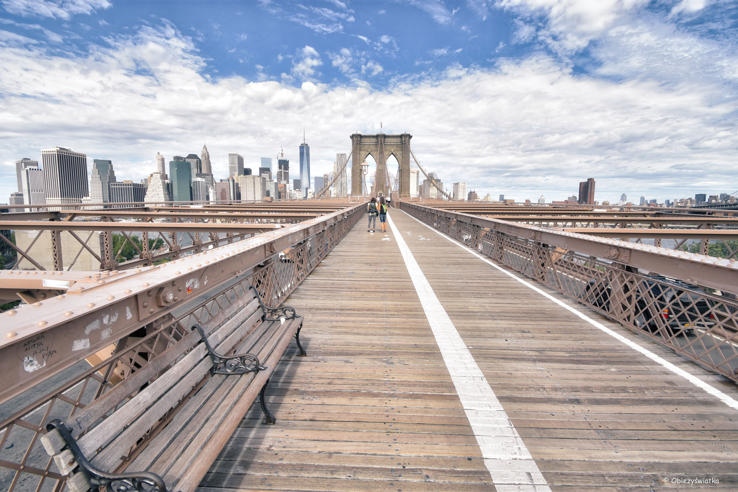Brooklyn Bridge z Manhattanem w tle, NYC