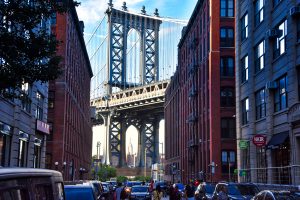 Manhattan Bridge - widok z Washington Street, Brooklyn, NYC