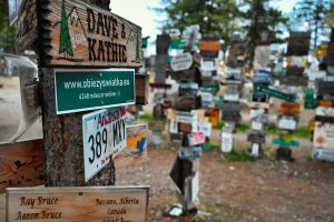 Blog Zapiski Obieżyświatki w Sign Post Forest, Watson Lake, Kanada