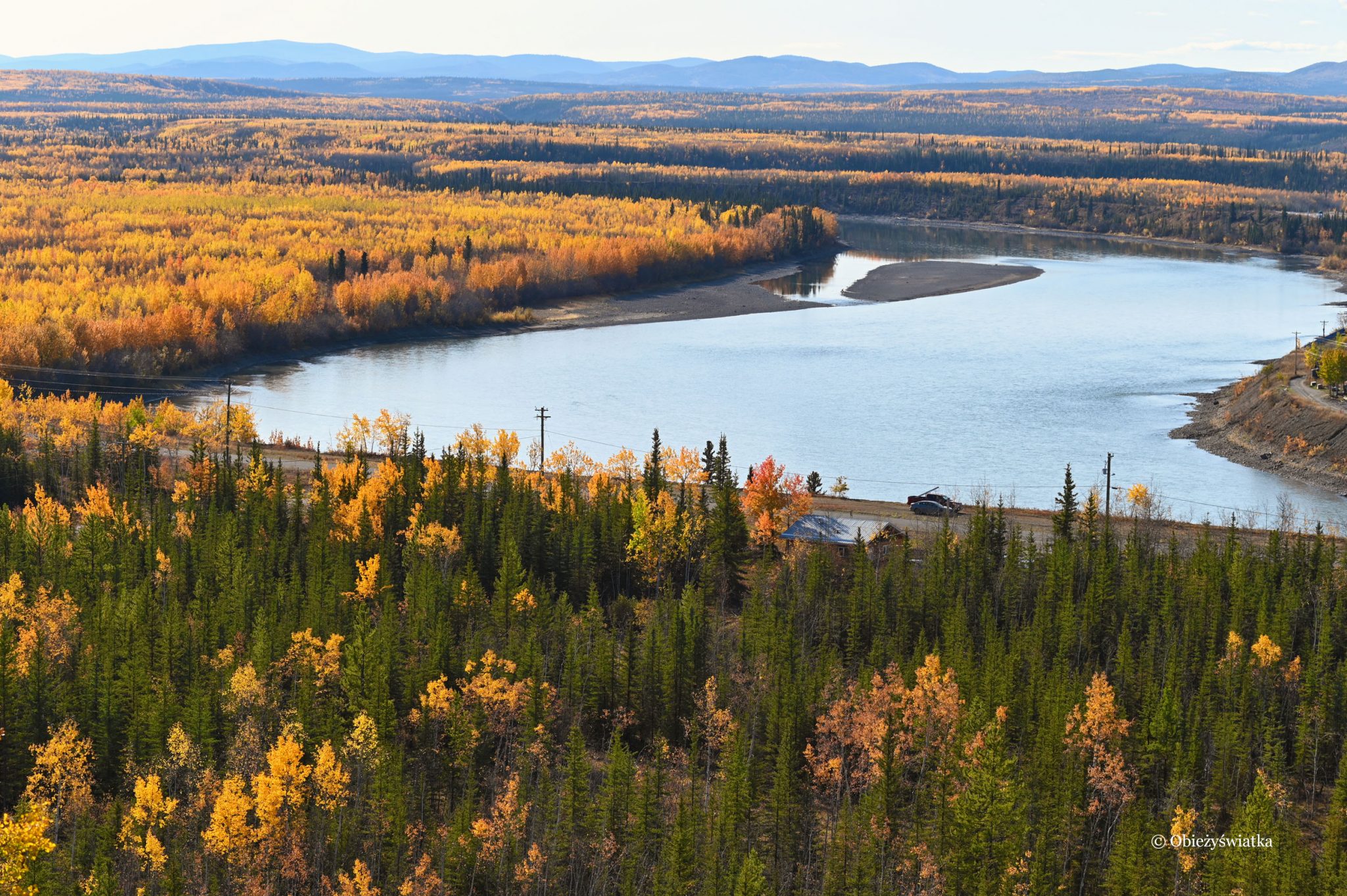 Jesień nad rzeką Yukon, Klondike Highway, Kanada Zapiski Obieżyświatki