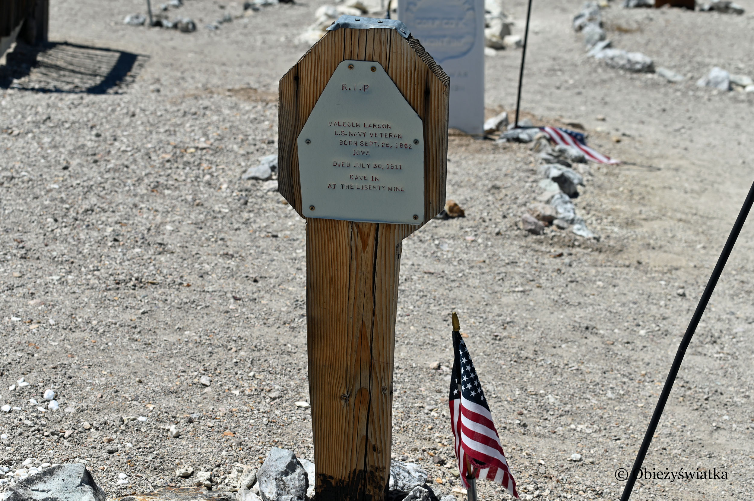 Tonopah Cemetery, Nevada - Malcolm zmarł w wyniku wypadku w kopalni
